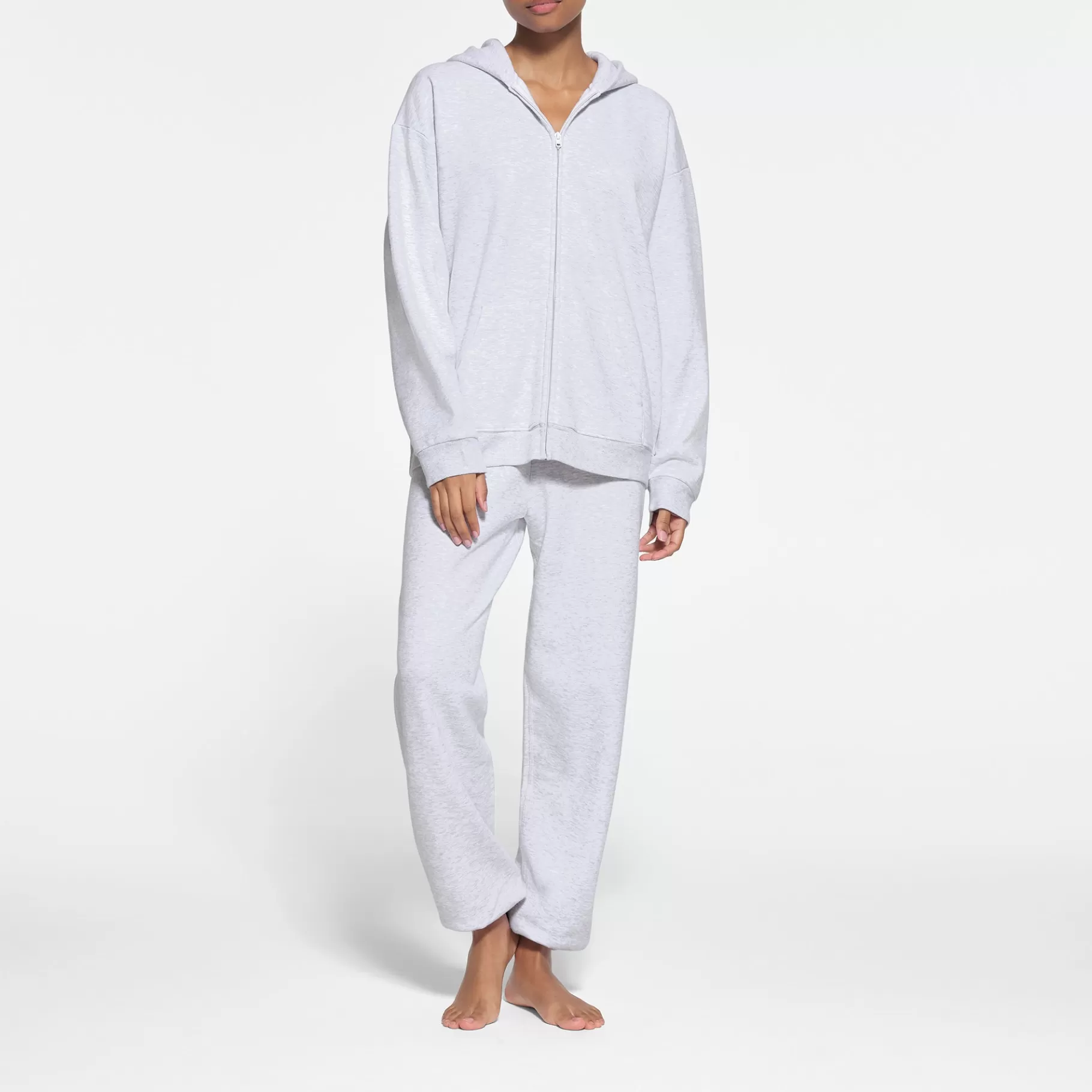 Skims cotton fleece*COTTON FLEECE OVERSIZED ZIP UP HOODIE | LIGHT HEATHER GREY LIGHT+HEATHER+GREY