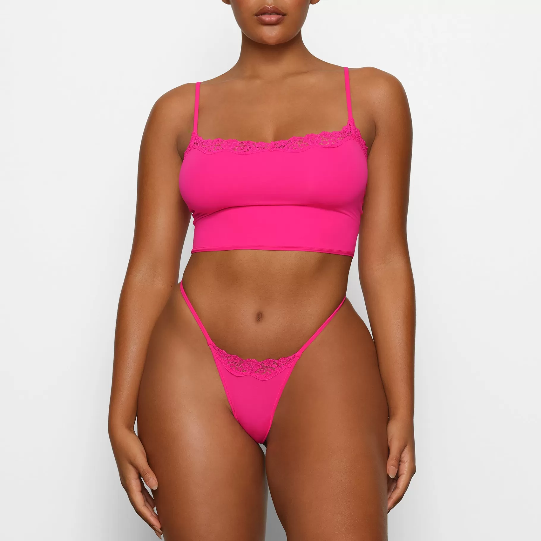 Skims tees & tanks*FITS EVERYBODY CORDED LACE CROPPED CAMI | NEON ROSE NEON+ROSE