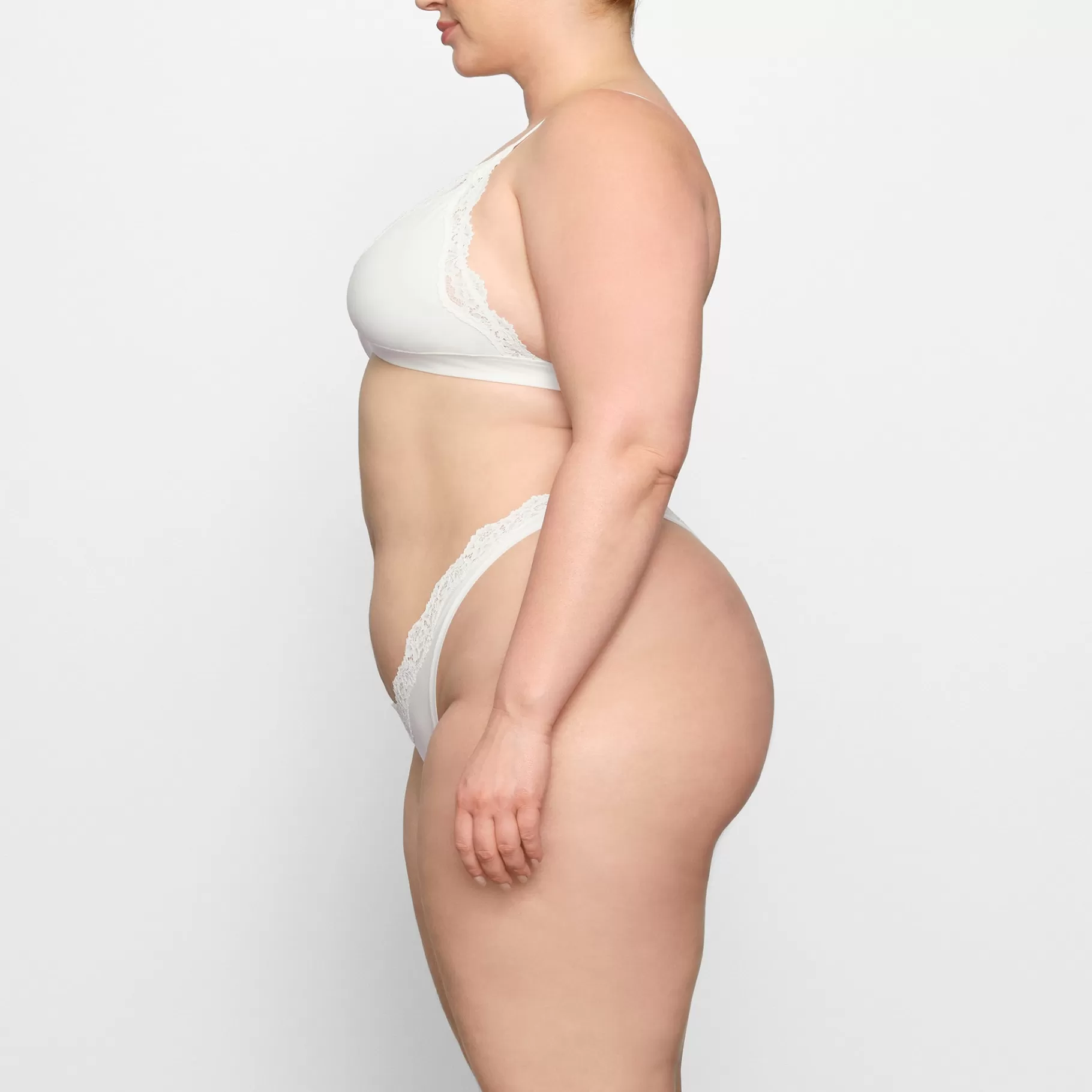 Skims plunge*FITS EVERYBODY CORDED LACE TRIANGLE BRALETTE | MARBLE