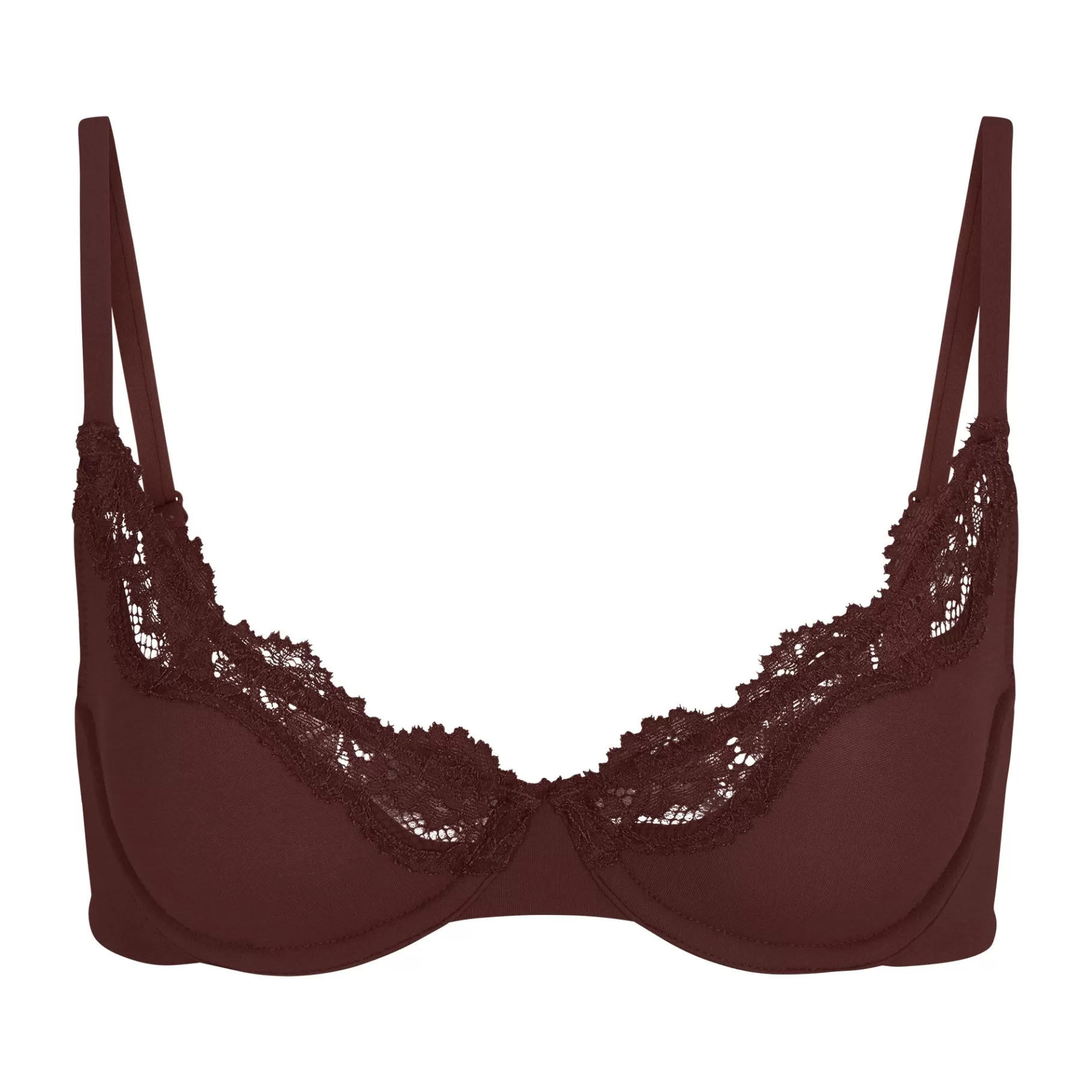 Skims lightly lined*FITS EVERYBODY CORDED LACE UNLINED SCOOP BRA | COCOA