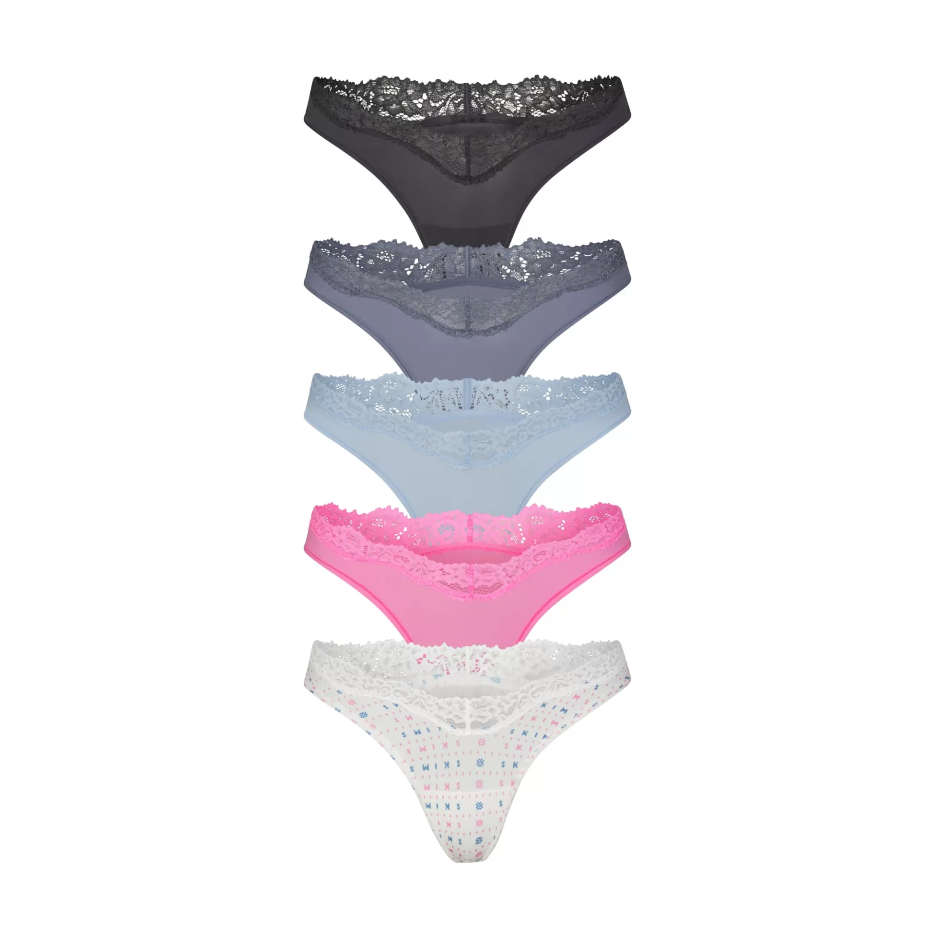Skims fits everybody*FITS EVERYBODY LACE DIPPED THONG 5-PACK | OPAL FAIR ISLE MULTI OPAL+FAIR+ISLE+MULTI