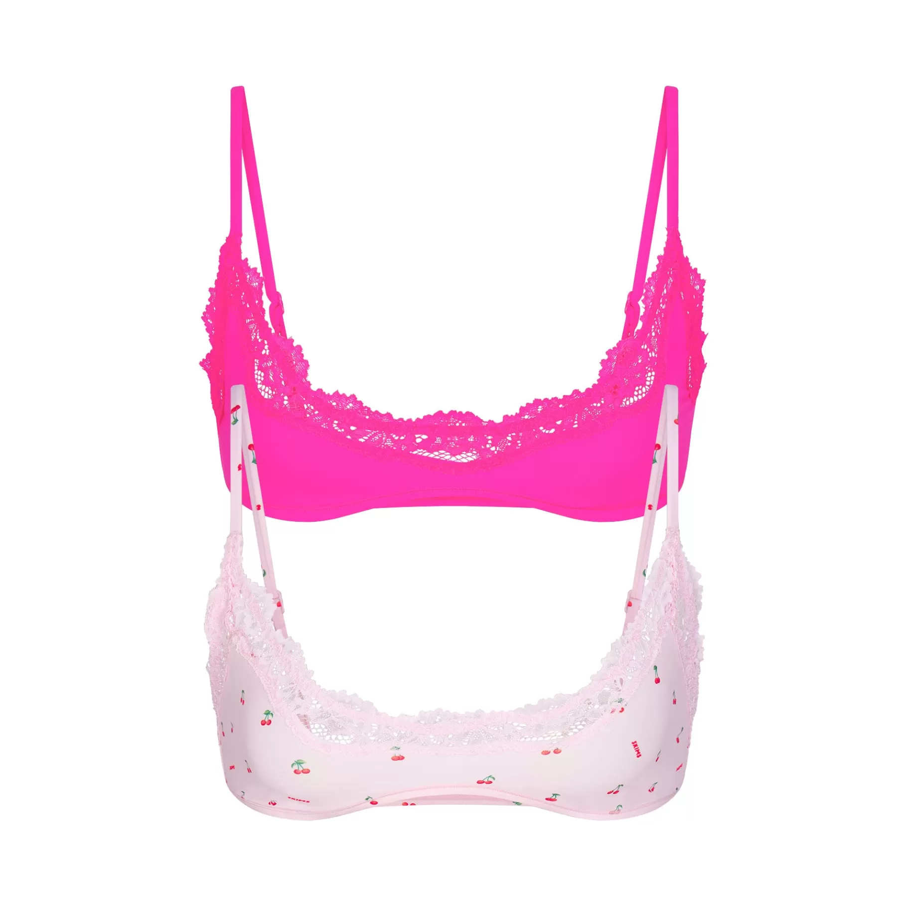 Skims *FITS EVERYBODY LACE SCOOP BRALETTE 2-PACK | FLAMINGO AND CHERRY PRINT FLAMINGO+AND+CHERRY+PRINT