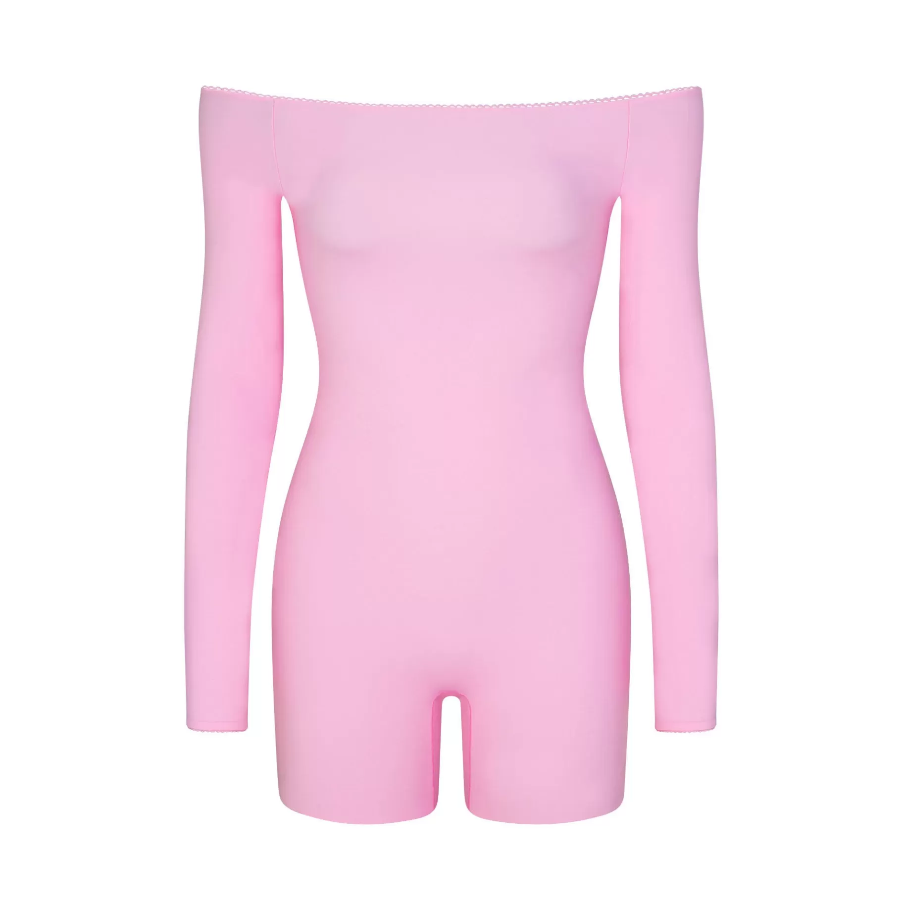 Skims catsuits & onesies*FITS EVERYBODY PICOT TRIM OFF THE SHOULDER ONESIE | BUBBLE GUM BUBBLE+GUM
