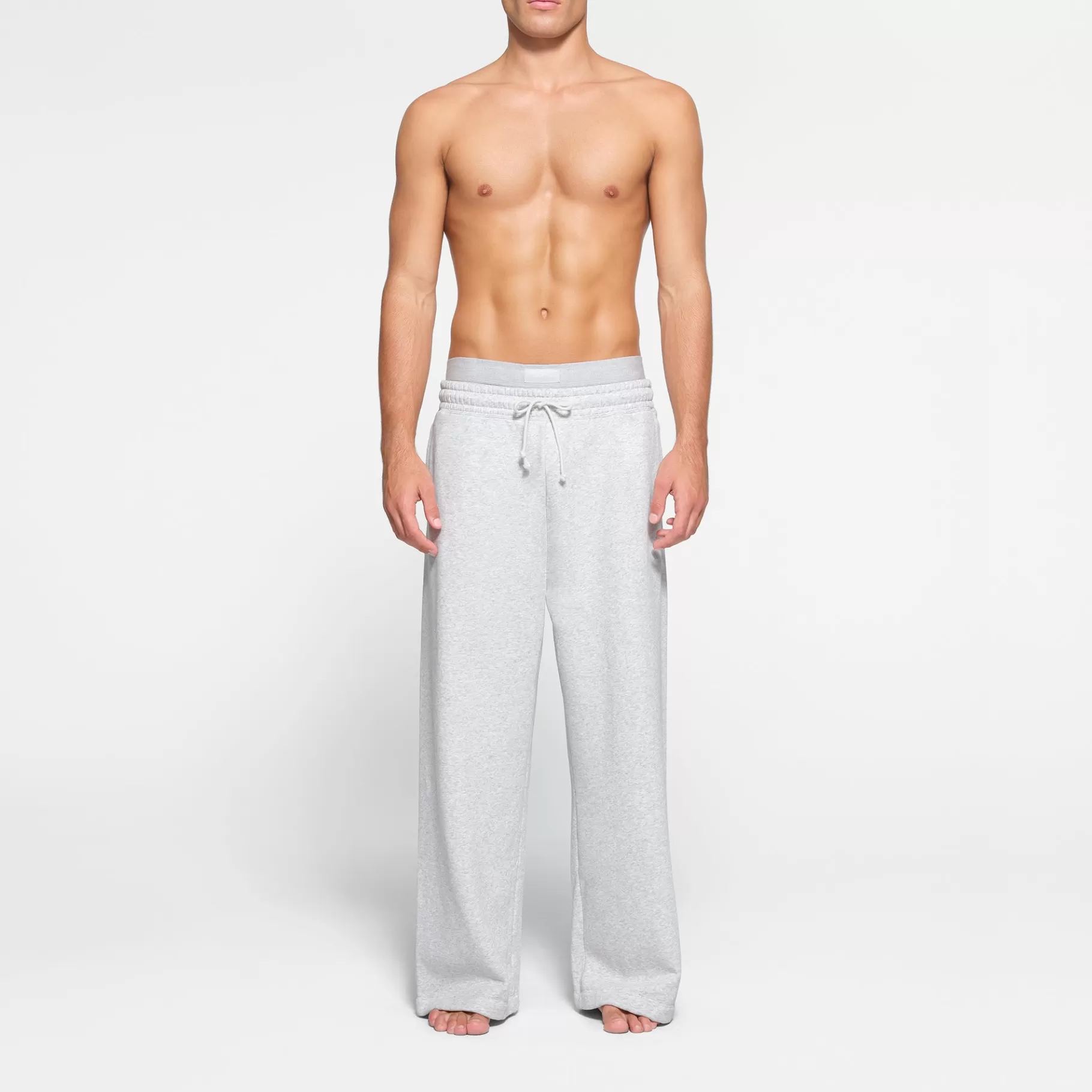 Skims bottoms*FLEECE LOUNGE MENS OVERSIZED STRAIGHT LEG PANT | LIGHT HEATHER GREY LIGHT+HEATHER+GREY