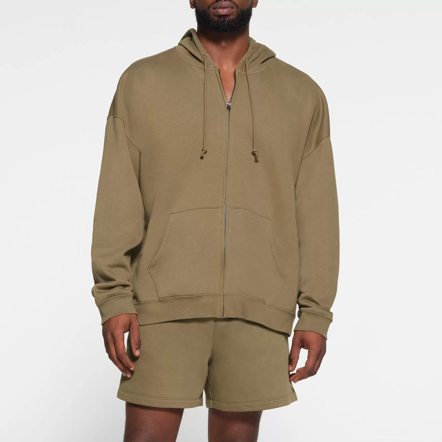 Skims loungewear*FLEECE LOUNGE MENS OVERSIZED ZIP UP HOODIE | ARMY
