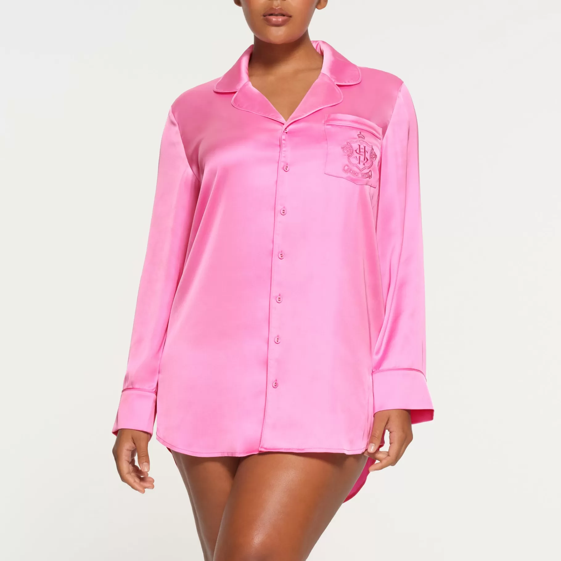 Skims pajamas* HOTEL SHINE BUTTON UP SLEEP DRESS | NEON ORCHID NEON+ORCHID