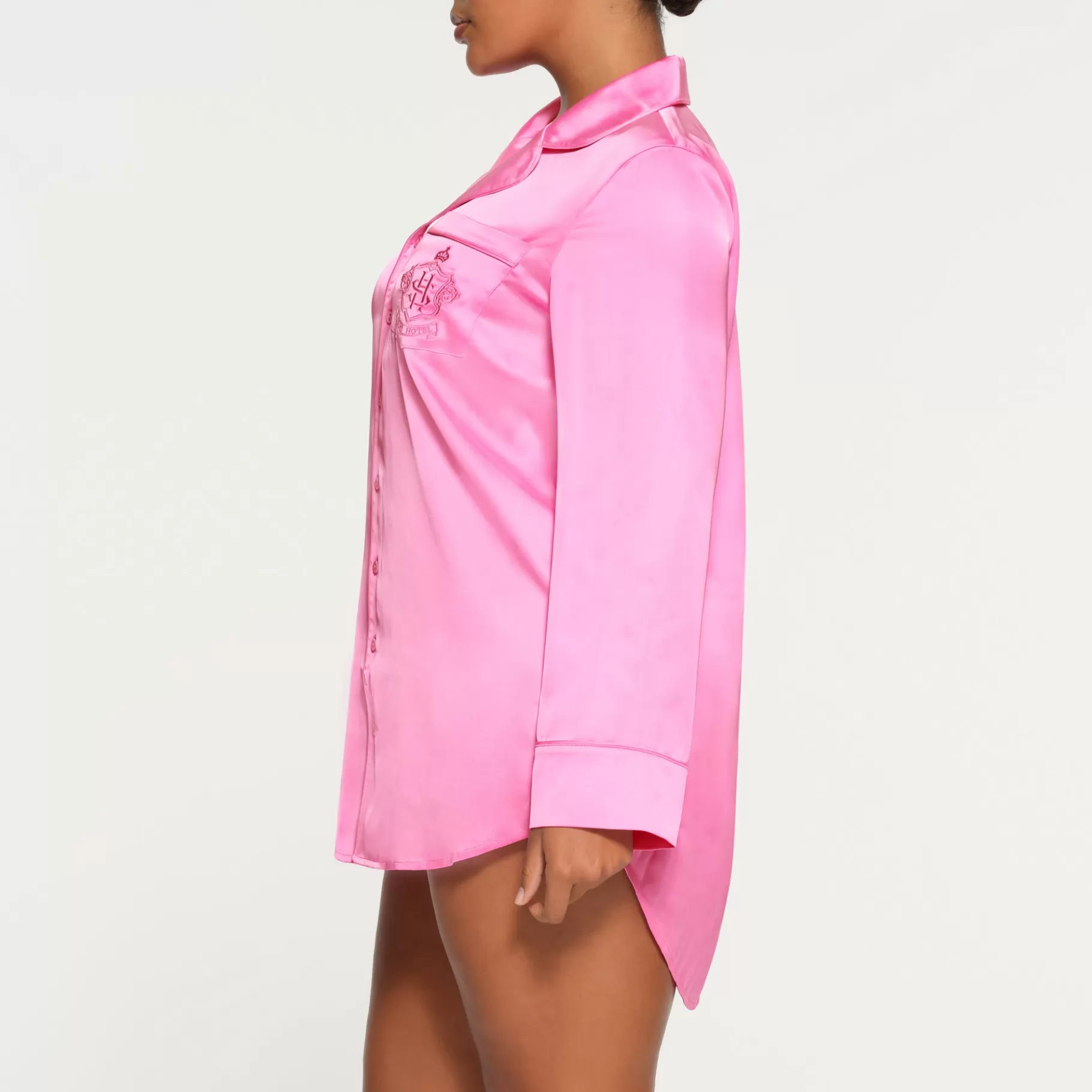 Skims pajamas* HOTEL SHINE BUTTON UP SLEEP DRESS | NEON ORCHID NEON+ORCHID
