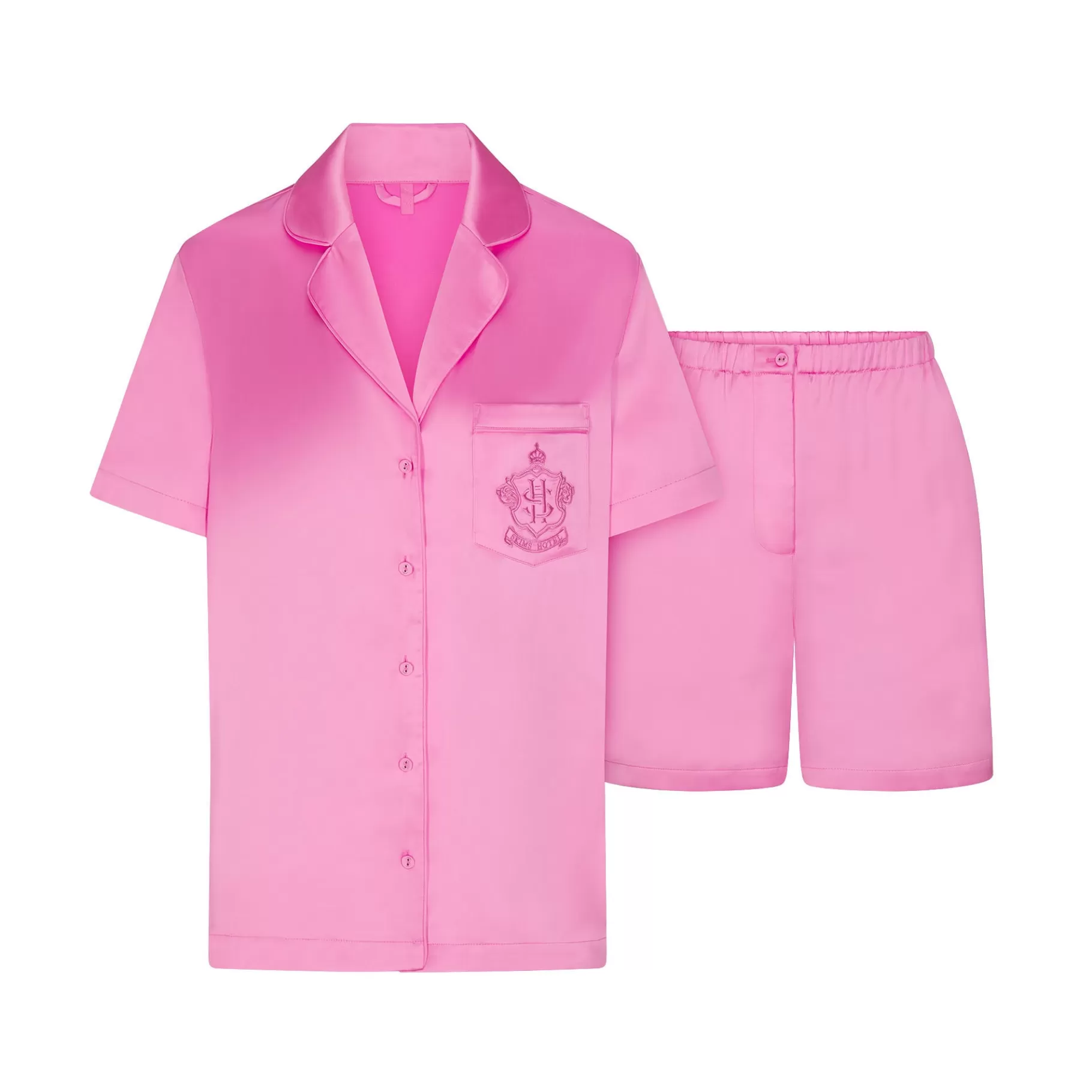 Skims pajamas* HOTEL SHINE SHORT SLEEVE BUTTON UP SLEEP SET | NEON ORCHID NEON+ORCHID