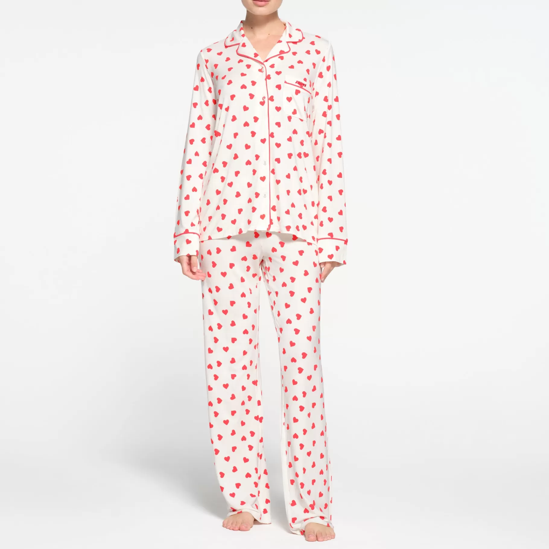 Skims pajamas* SLEEP LONG SLEEVE BUTTON UP SET | RUBY AND MARBLE HEART RUBY+AND+MARBLE+HEART