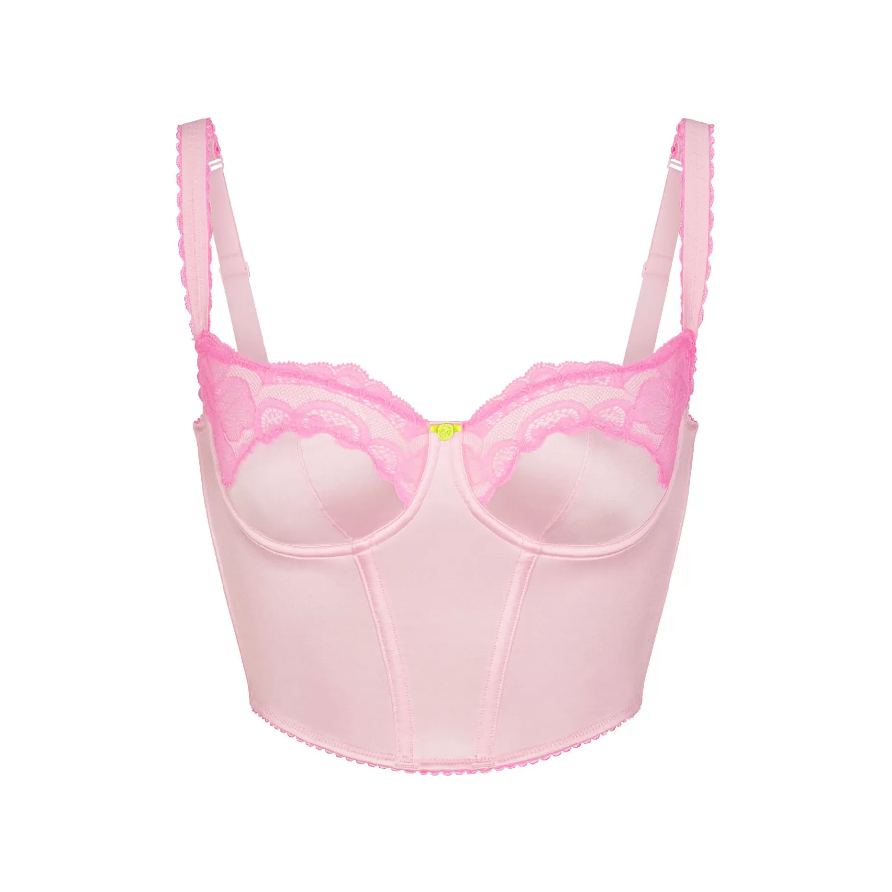 Skims *STRETCH SATIN LACE CROPPED CORSET | CHERRY BLOSSOM CHERRY+BLOSSOM