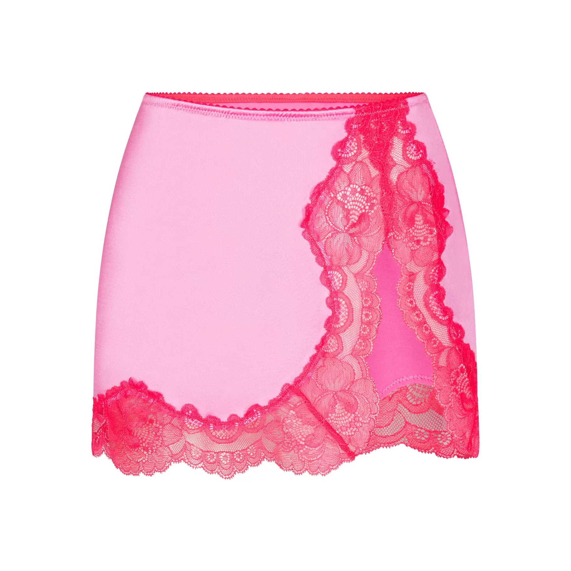 Skims skirts*STRETCH SATIN LACE LOW RISE SLIP SKIRT | NEON ORCHID NEON+ORCHID